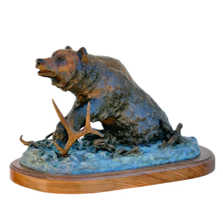 Grizzly Bear (Waiting for Dan) — Bronze by Justin I. Young