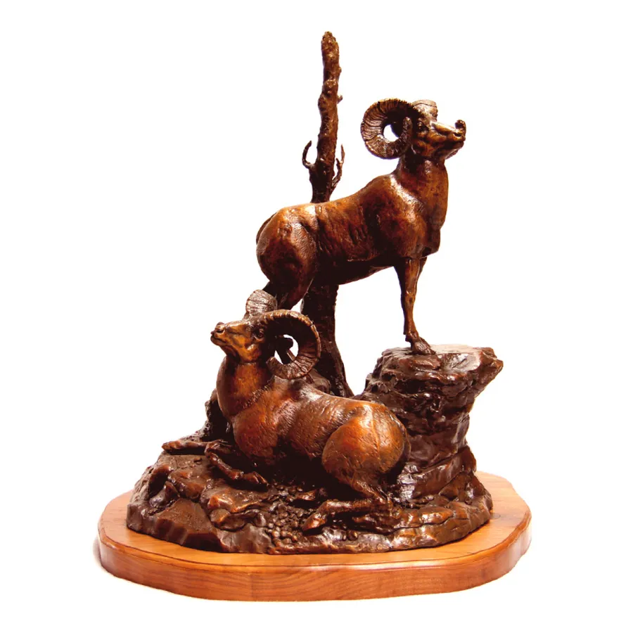 Ridge Top Rams — Bronze by Justin I. Young